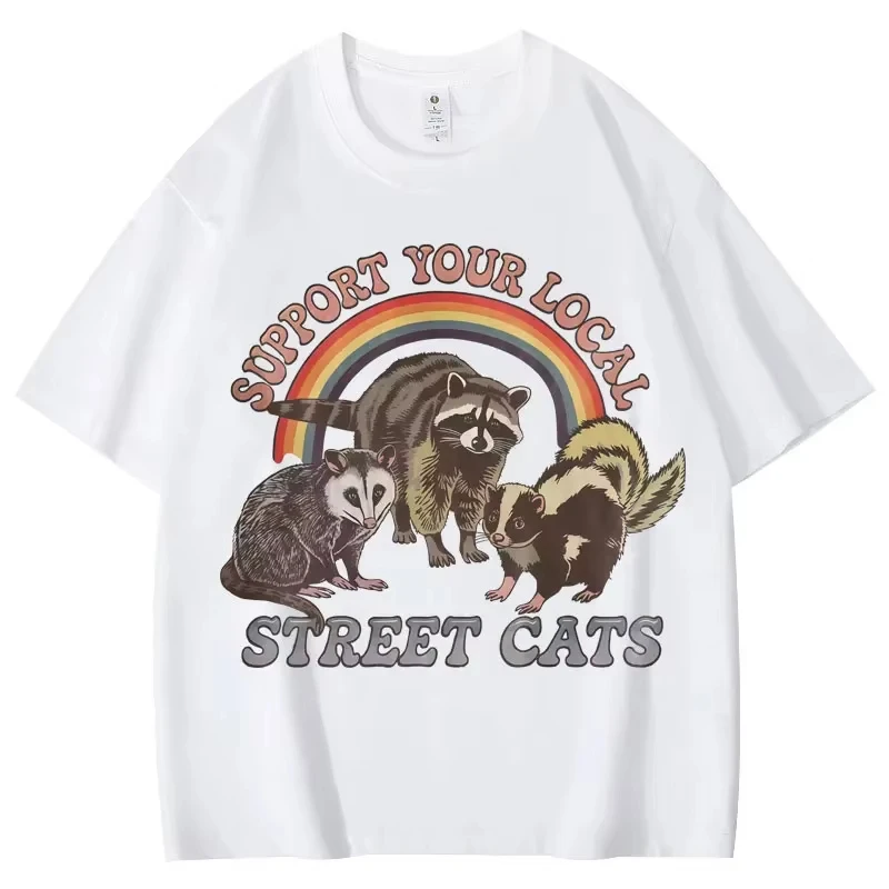 

Vintage Funny Racoon Meme Graphic T Shirts Men Women Clothing Fashion Short Sleeve T-shirt Summer Casual Pure Cotton T-shirts