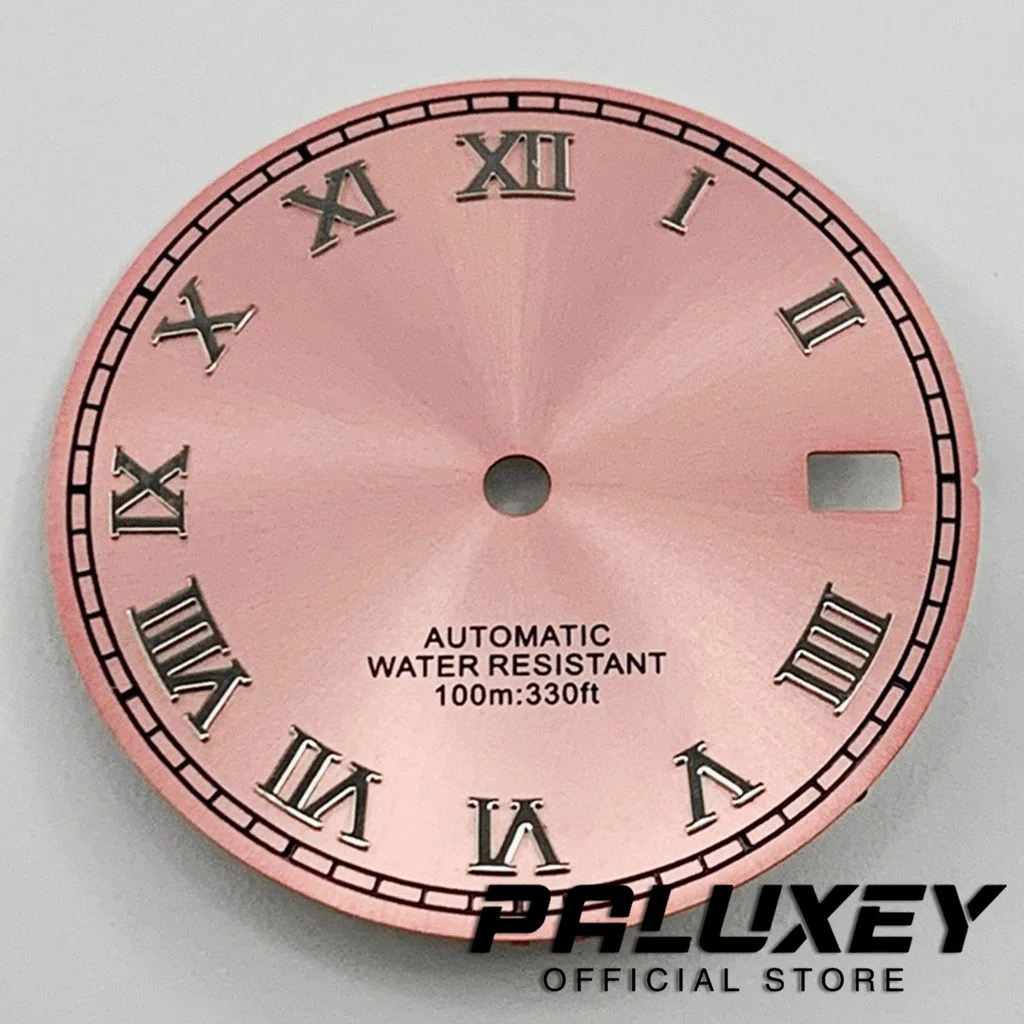 Nh35 29mm Pink Dial Watch Dial For NH35A 4R35 Movement Roman Numerals Watch Faces Replacement Parts