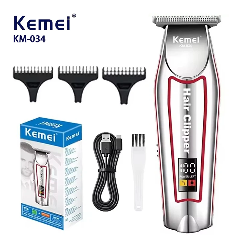 Kemei KM-034 Professioneller Haarschneider Elektrischer Bartschneider für Männer mit LCD-Display Haarschneideset