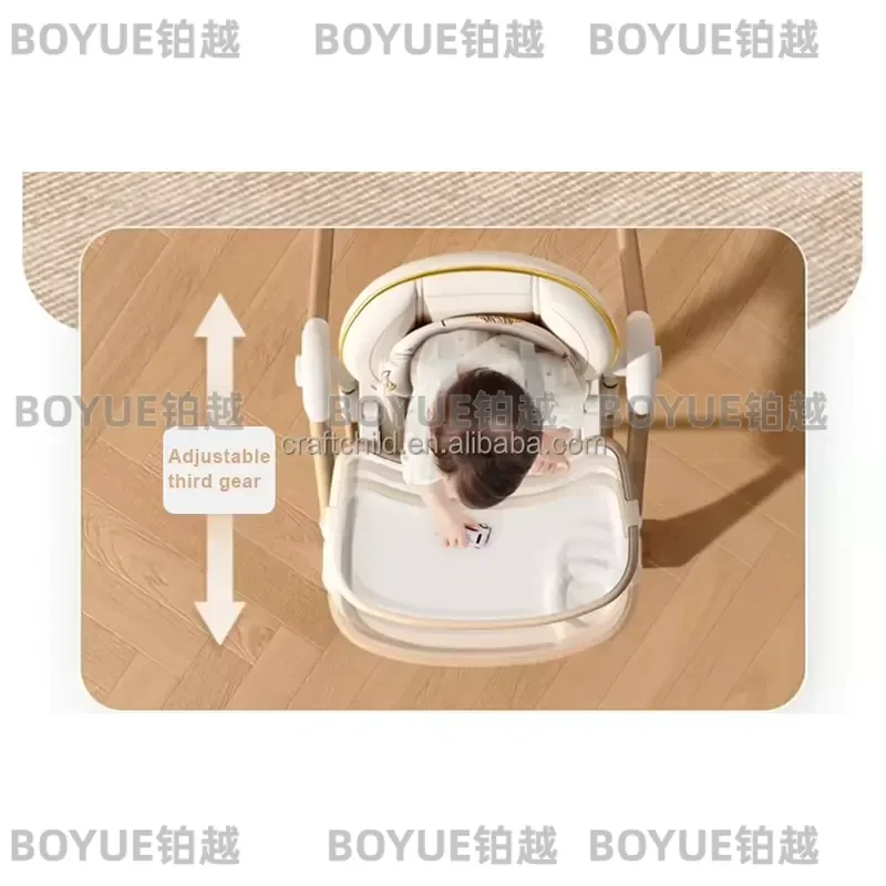 Portable Baby High Chair Foldable Feeding Seat with Safety Harness Swing Function for Toddlers Infants Kids Dining Booster view 5