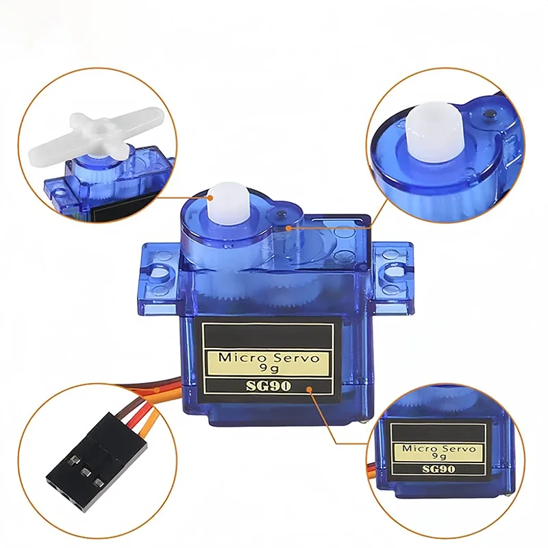 1-5 sztuk SG90 9G mikro serwosilnik do samolotów RC ramię robota 180°/360° Sterowanie serwomotoru stałopłatowego do helikoptera samolotowego