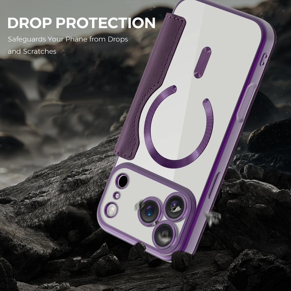 Flip-Lederhülle für iPhone 18 17 Air 16 Promax 15 Pro Max 14 Plus 13 PM 12 mit Kartenhalter, magnetischer Halterung und kabelloser Ladefunktion – Detail 7