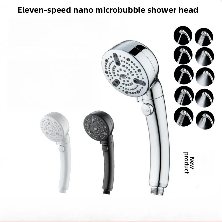 Multifunctional Handheld Filter Shower Head, Pressurized Micro‑Bubble Bath Nozzle with One‑Click Water Stop Function