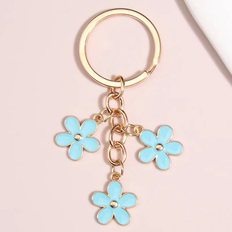 Colorido Sakura Flower Esmalte Chaveiro para Mulheres, Chaveiro Bonito, Doce Chaveiro para Meninas, Acessórios para Bolsas, Presentes de Jóias DIY