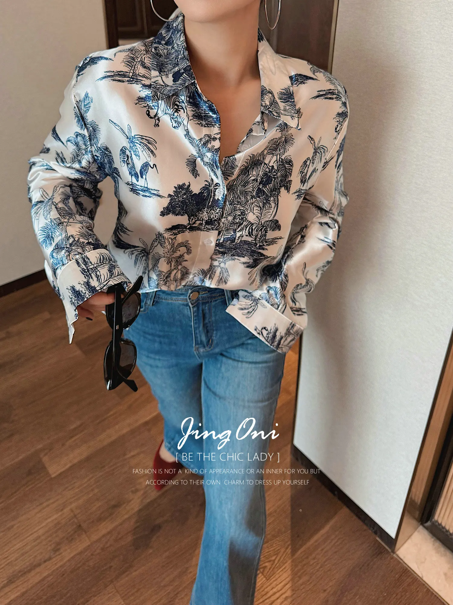 

Атласная рубашка с цветочным принтом, блузка, топы Y2K, женская одежда, весна-осень 202, стильная корейская мода с длинным рукавом, винтажная элегантная новинка