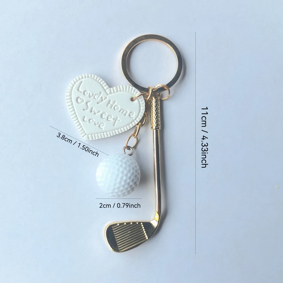 Mini Golf Club Keychain With Heart Tag Golf Ball Charm 