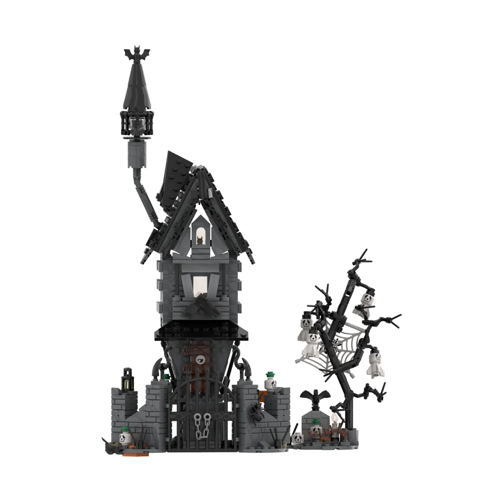 Moc-halloweenビルディングブロックモデル、悪夢の家、カボチャの幽霊、スケルトンの小屋、レンガの組み立ておもちゃ、子供へのギフト