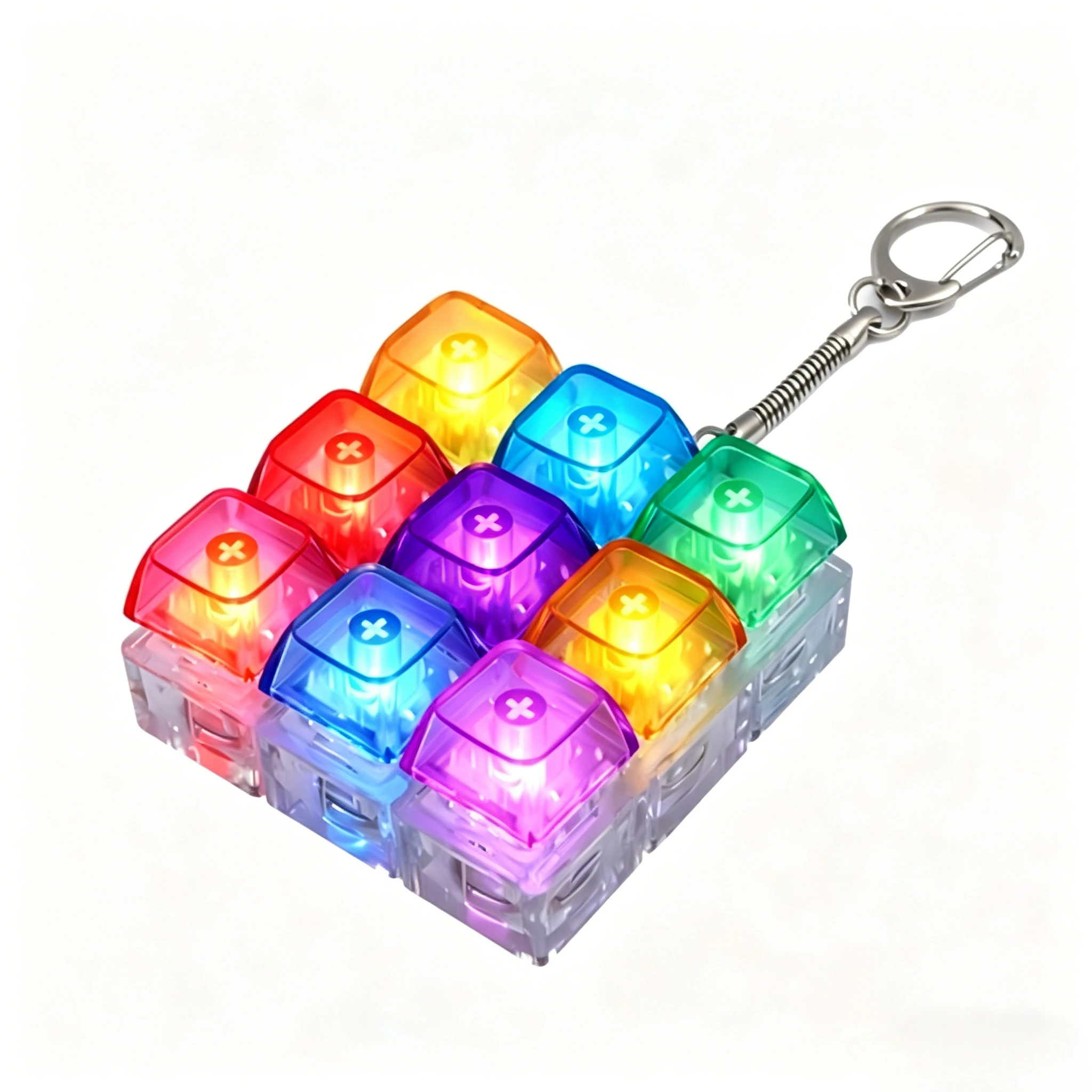 Gaming Setup Accessory: LED Glowing Keyboard Clicker, ASMR Tactile Fidget Keychain, RGB Backlit Keycap Pendant, New 2026
