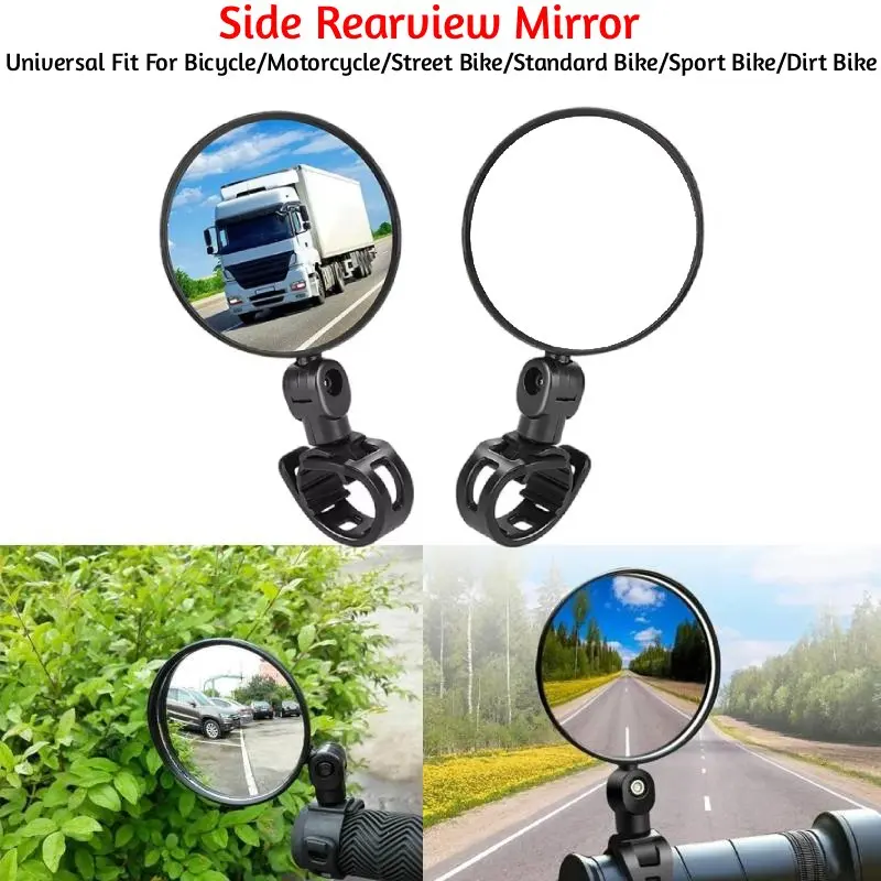 Motorcycle Mirrors Universal Bicycle Scooter E-Bike Handlebar Riding Cycling Mirror Adjustable 360 Rotation ABS Side Mirror