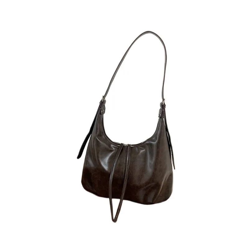 

Retro Style Leather Hobo Bag Women's Casual Large - Capacity Single - Shoulder Crossbody Handbag