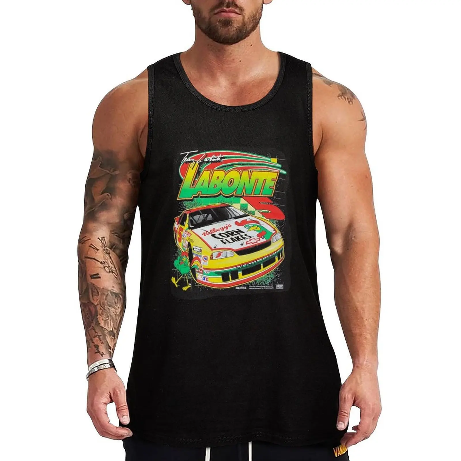 Terry Labonte Corn Flakes 5 Tank Top Camiseta sin mangas con estampado moderno y gráfico