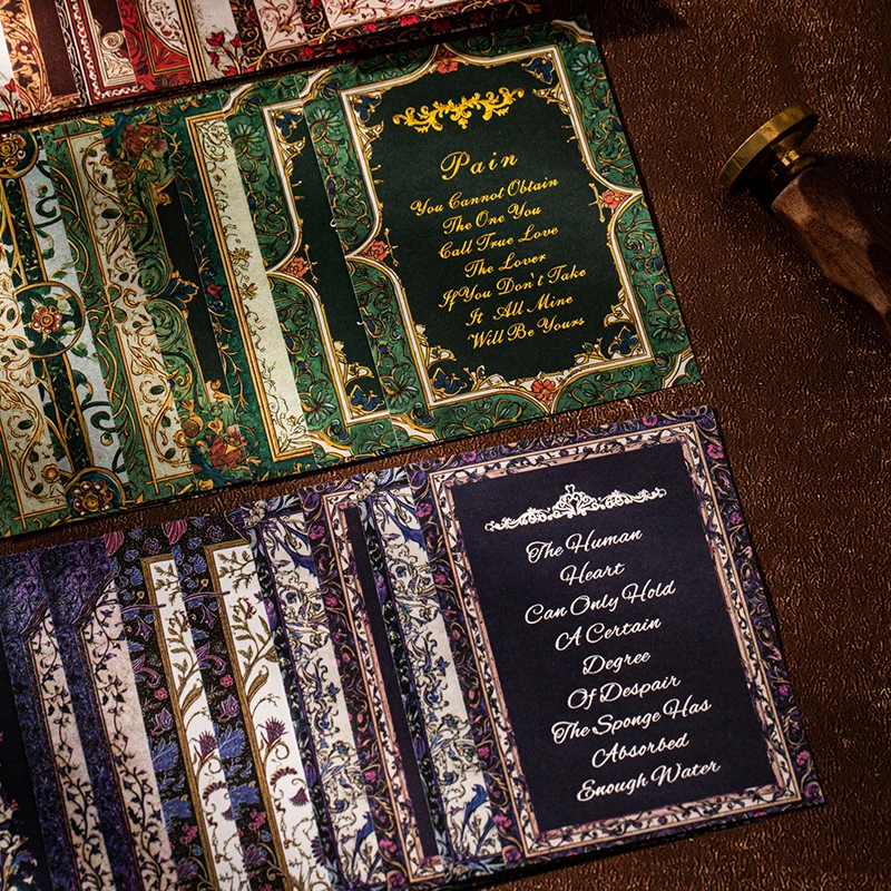 10pcs/pack Great Writer Theme Gold Foil Craft Paper, Retro Literary Pattern & Gilded Accent, for Journal Scrapbook Deco