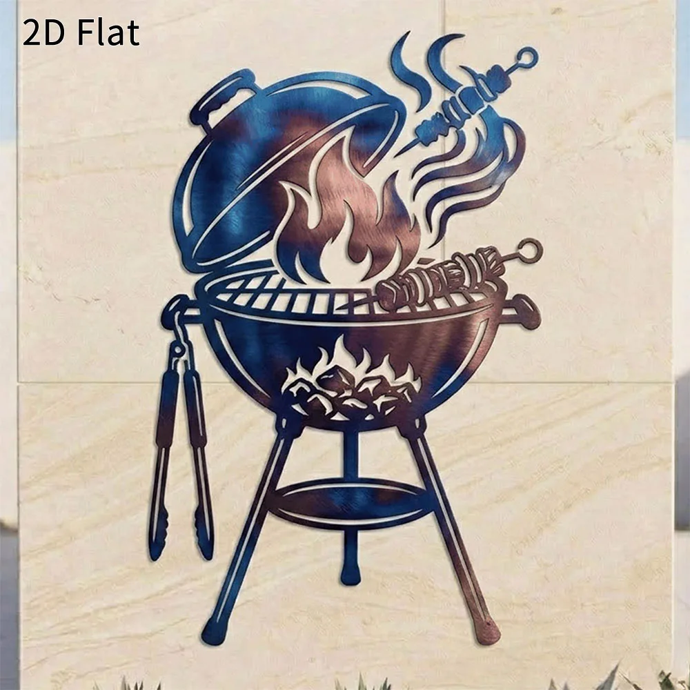 CIFBUY BBQ Grill Metal Wall Art Iron Rust Proof Waterproof Indoor Outdoor Garden Patio Man Cave Home Decoration