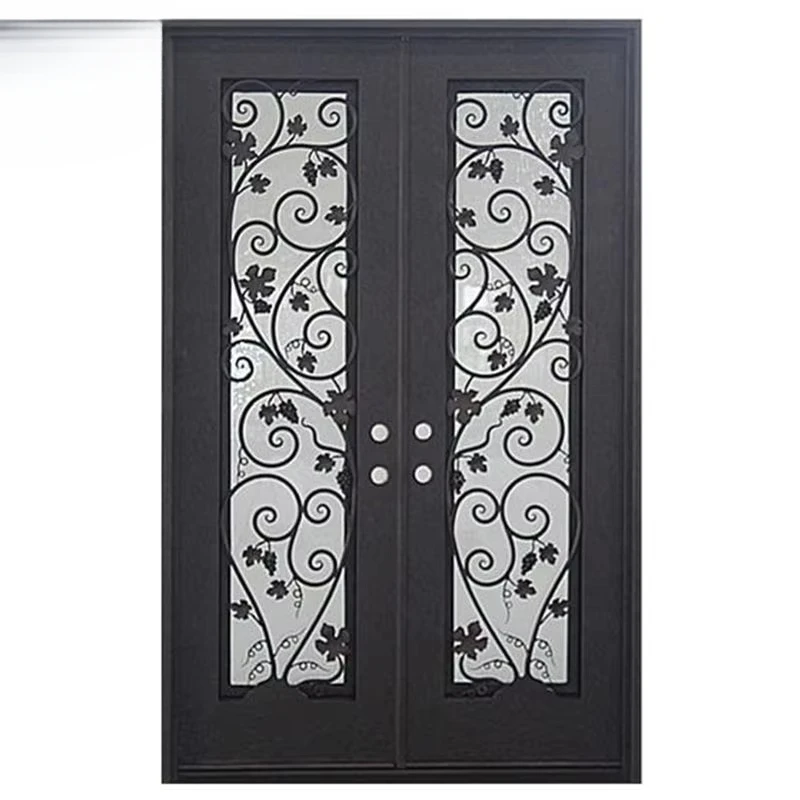 Foshan Factory Wrought Iron Entrance Door for House Courtyard Elegant Durable