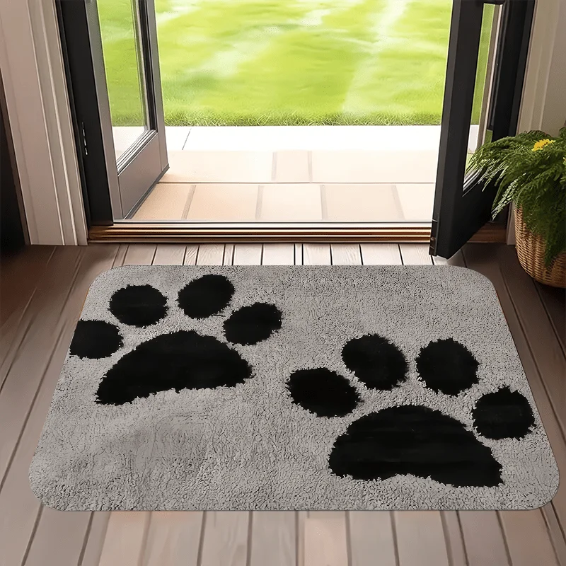 Cute Puppy Dog Paw Print - Soft Flannel Suitable for Living Room, Bedroom, Entryway with Oval Shape & Puppy Patterns, Hand Washable for,, Dorm - Ideal Holiday