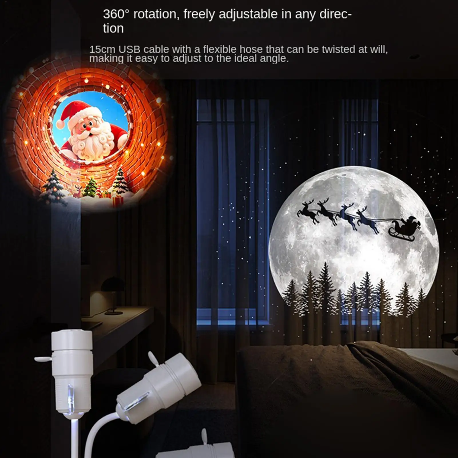 Christmas Projector Lights Indoor Plug And Play Rotating HD Galaxy Night Light Festive Lamp Projector Home Decor For Kids Adults