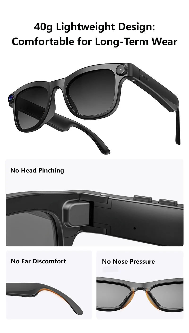Lenovo Smart-Brille 800W 4K Kamera Musik-Sonnenbrille Kopfhörer Kabelloses Bluetooth-Headset Sprachübersetzungs-Sonnenbrille – Detail 11