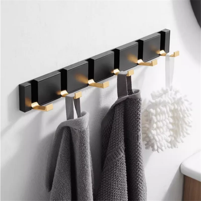 

Черная вешалка для полотенец Крючок для халата Складной крючок для одежды Черное золото Вешалка для одежды Вешалка Алюминиевый кухонный крючок Дверная вешалка Настенная
