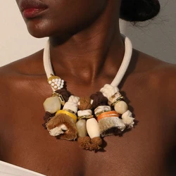 Fashion Statement Beads&Tassels Necklace for Women Trendy Wedding Party Jewelry
