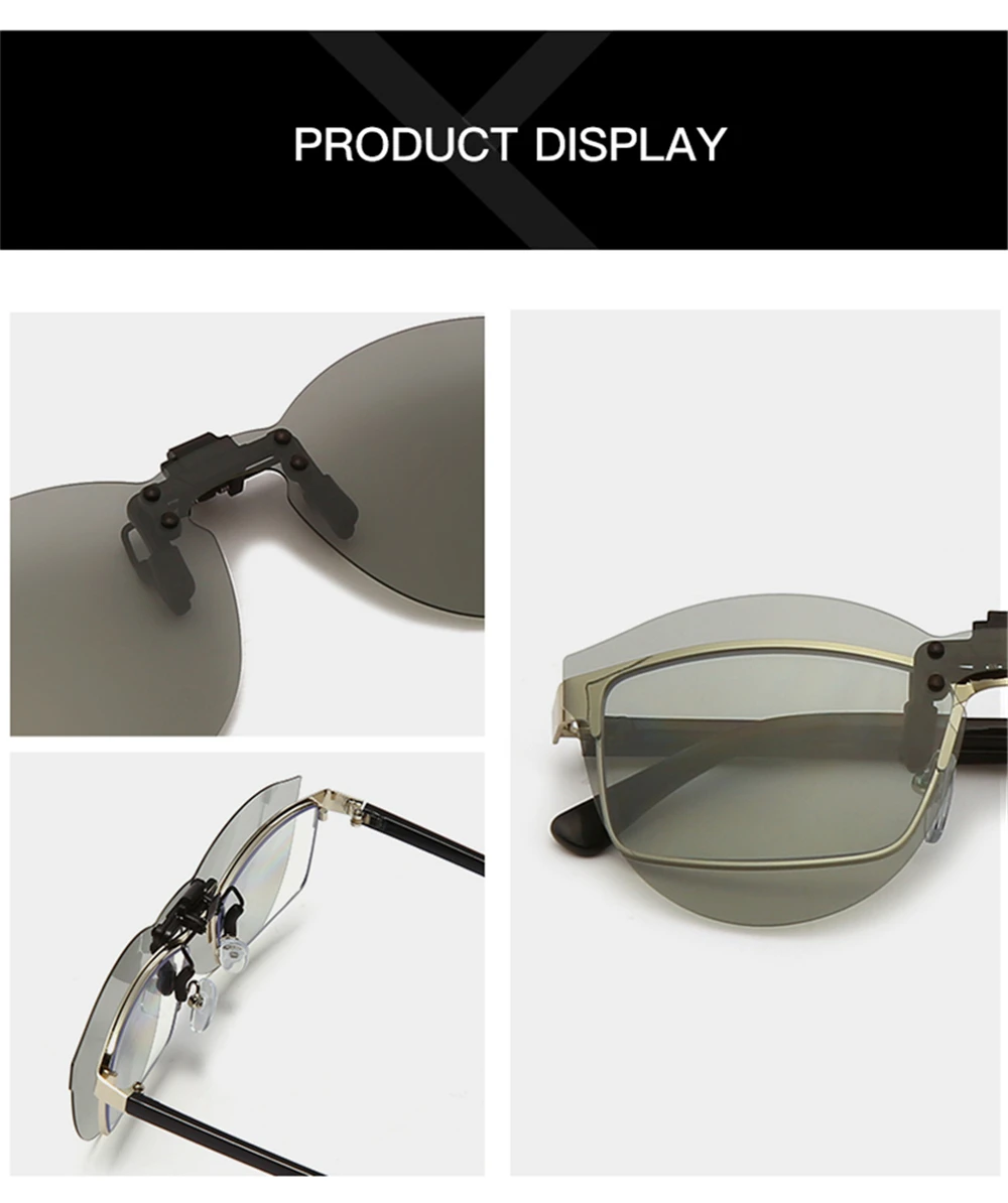 VIVIBEE Red Fishing Flip Up Clip On Polarisierte Sonnenbrille Herren UV400 High Definition Nachtsicht-Fahrlinse – Detail 17