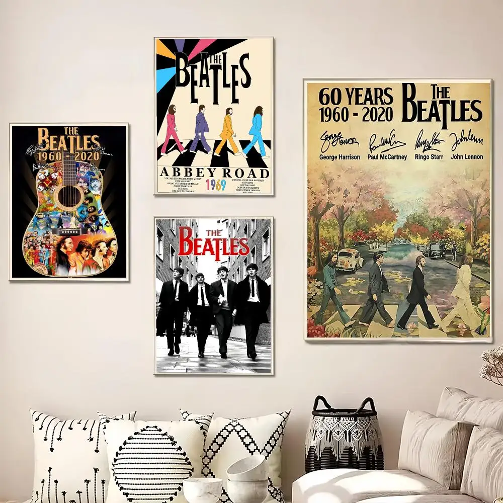 Band T-The Beatles Painting Calligraphy Canvas Poster Wall Art for Living Room Bedroom Cafe Decor Gift