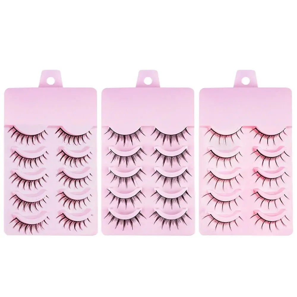 5ペア高品質フィッシュテールつけまつげデイリーメイクブラックアニメまつげナチュラルマンガまつげ