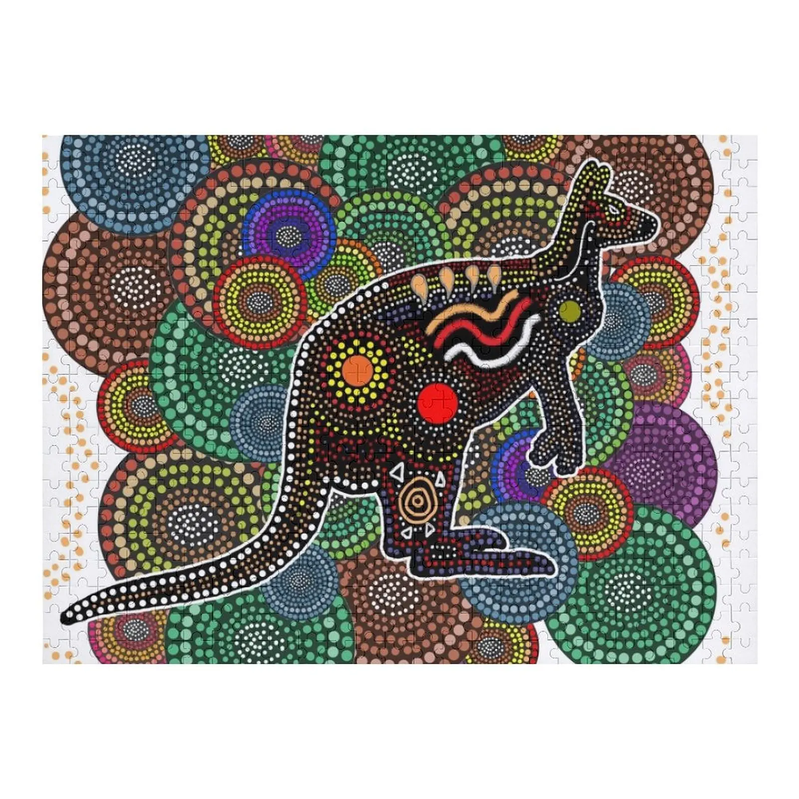 

Aboriginal Art Kangaroo Jigsaw Puzzle Personalized Toy Personalize Christmas Gifts Custom Puzzle