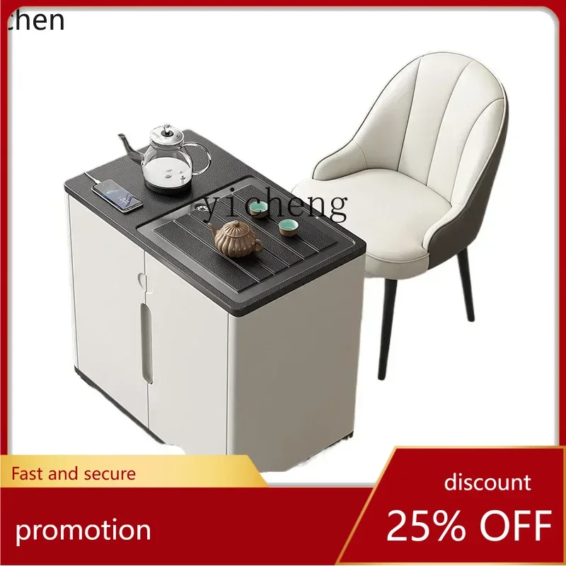 ZMLmobile tea table simple household small tea making cabinet kettle storage integrated fire stone kung fu tea table