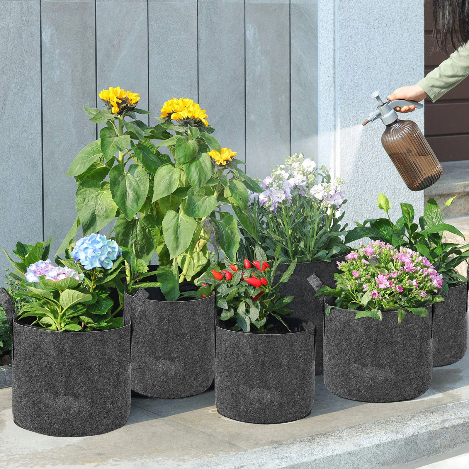 3/5/10 Gal Heavy Duty Aeration Fabric Pots, Thickened Nonwoven Plant Grow Bags with Handles for Garden Planting