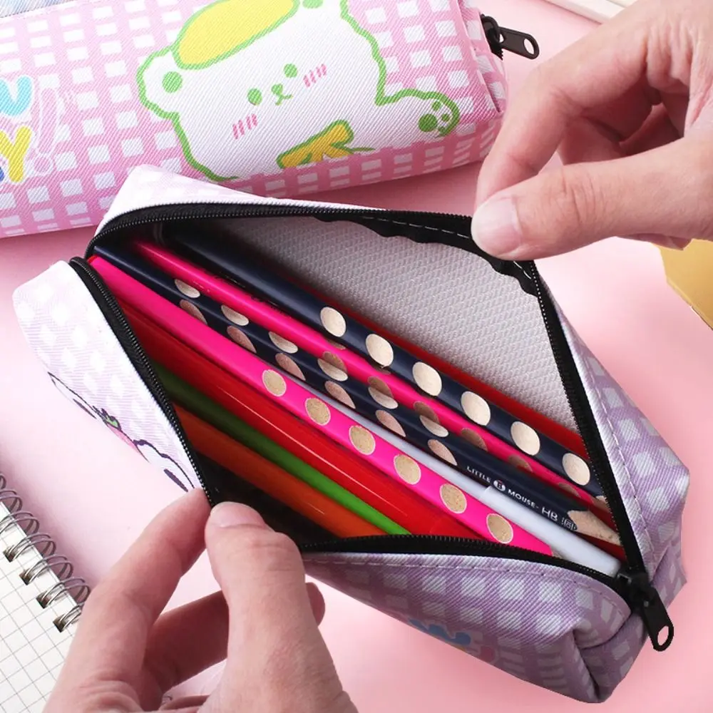 Portable PU Pencil Case Cartoon Office School Supplies Stationary Organizer Large Capacity Pen Bag