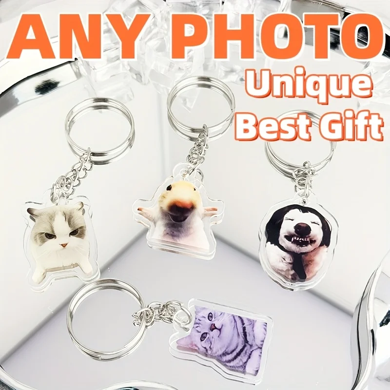 Custom Photo Personalized Dog Keychain - Customizable Pet ID Tag with Your Own Picture, Memorial Pet Lover Gift, Durable Acrylic image 2