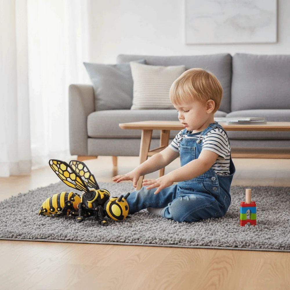 3D Printed 3D Printed Mechanical Bee Movable Joint Detachable Wings Cyberpunk Articulated Bee Toy Simulated Articulated Bee Toy