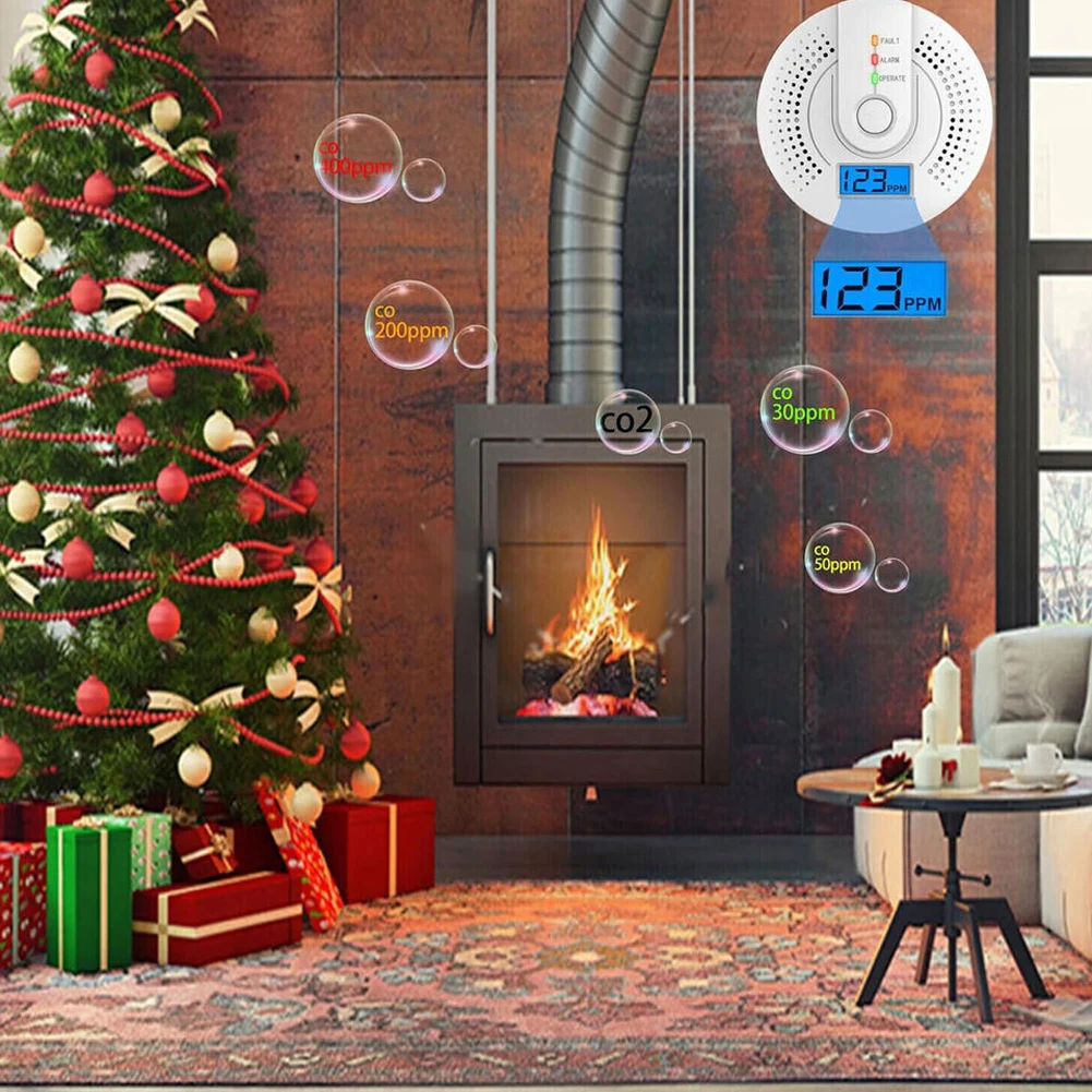 Allarme CO digitale Avviso sonoro Rilevatore di allarme per monitor gas CO alimentato a batteria con indicatore LED Sensore CO per magazzino domestico