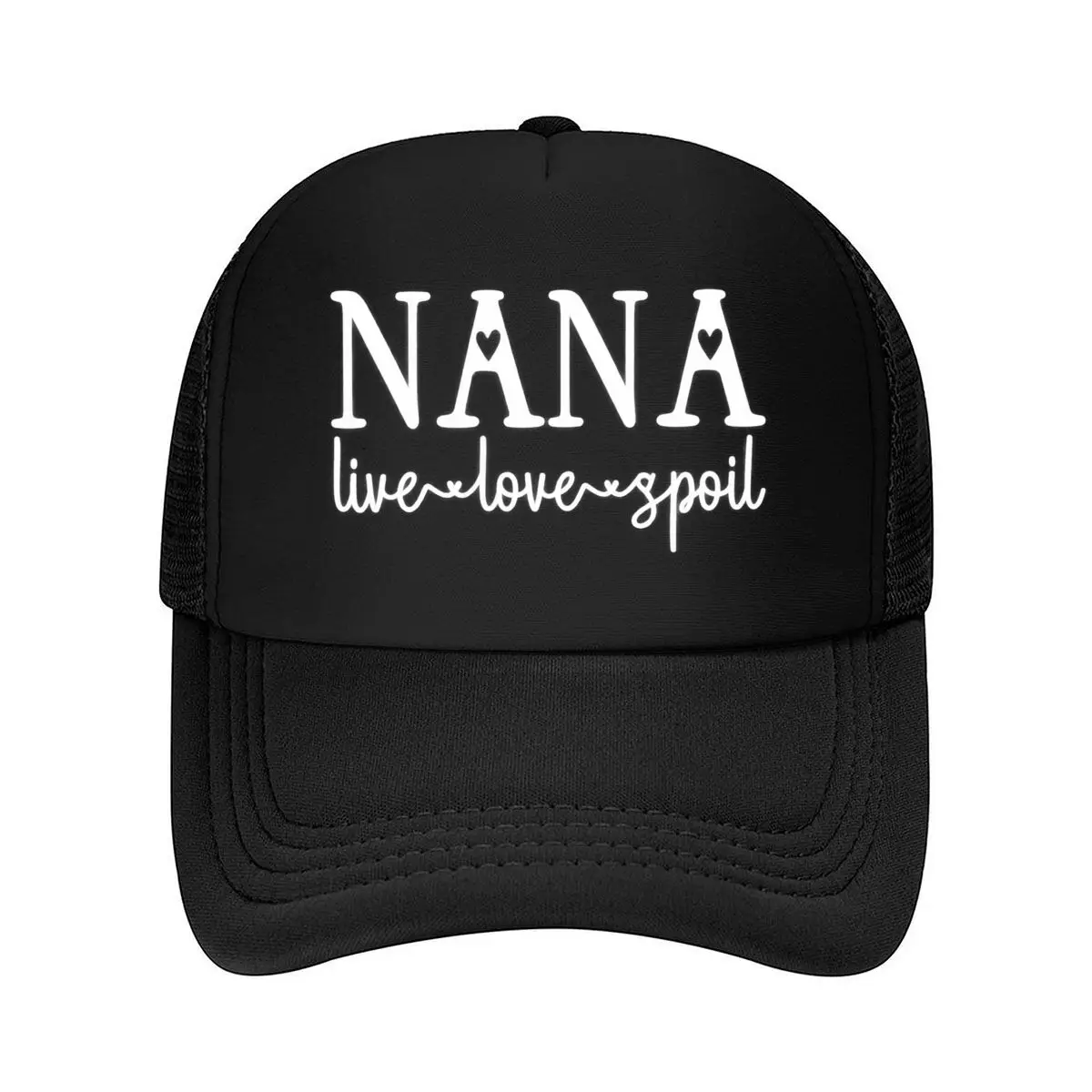 Nana Live Love Spoil Heart Family Script Graphic Mesh Baseball Cap Hip Hop