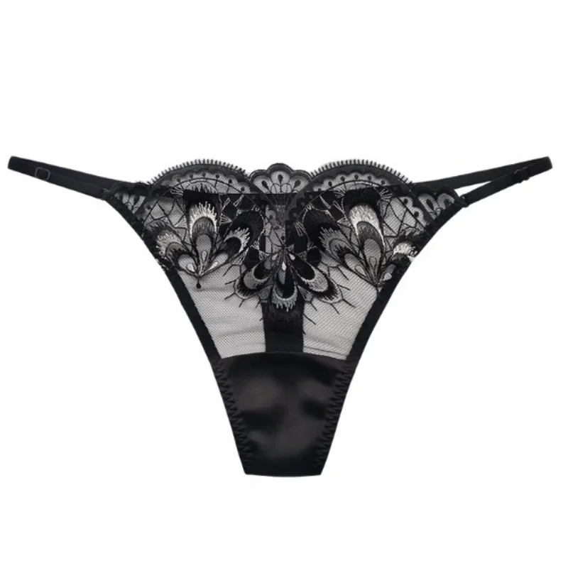 

Новые сексуальные трусики-стринги из натурального шелка с низкой посадкой, на тонких бретелях, женские, во французском стиле, кружевные, полупрозрачные, бесшовные, невидимые под одеждой