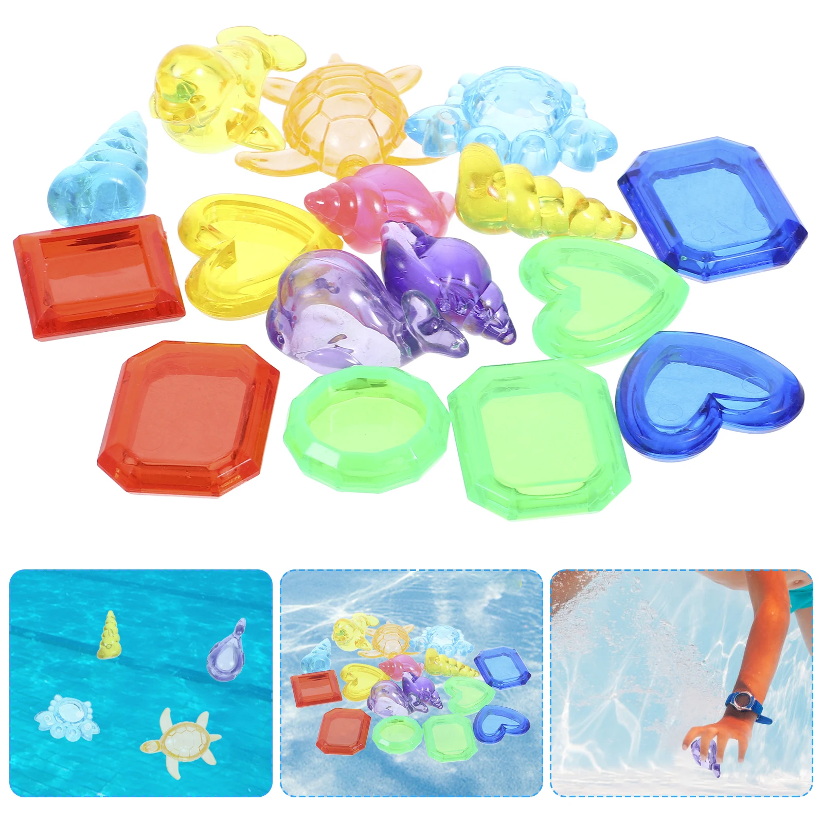 16Pcs Pool Diving Gemstones for Kids Smooth Lifelike Artificial Stones Swim Lesson Games Water Play Activities Summer Fun