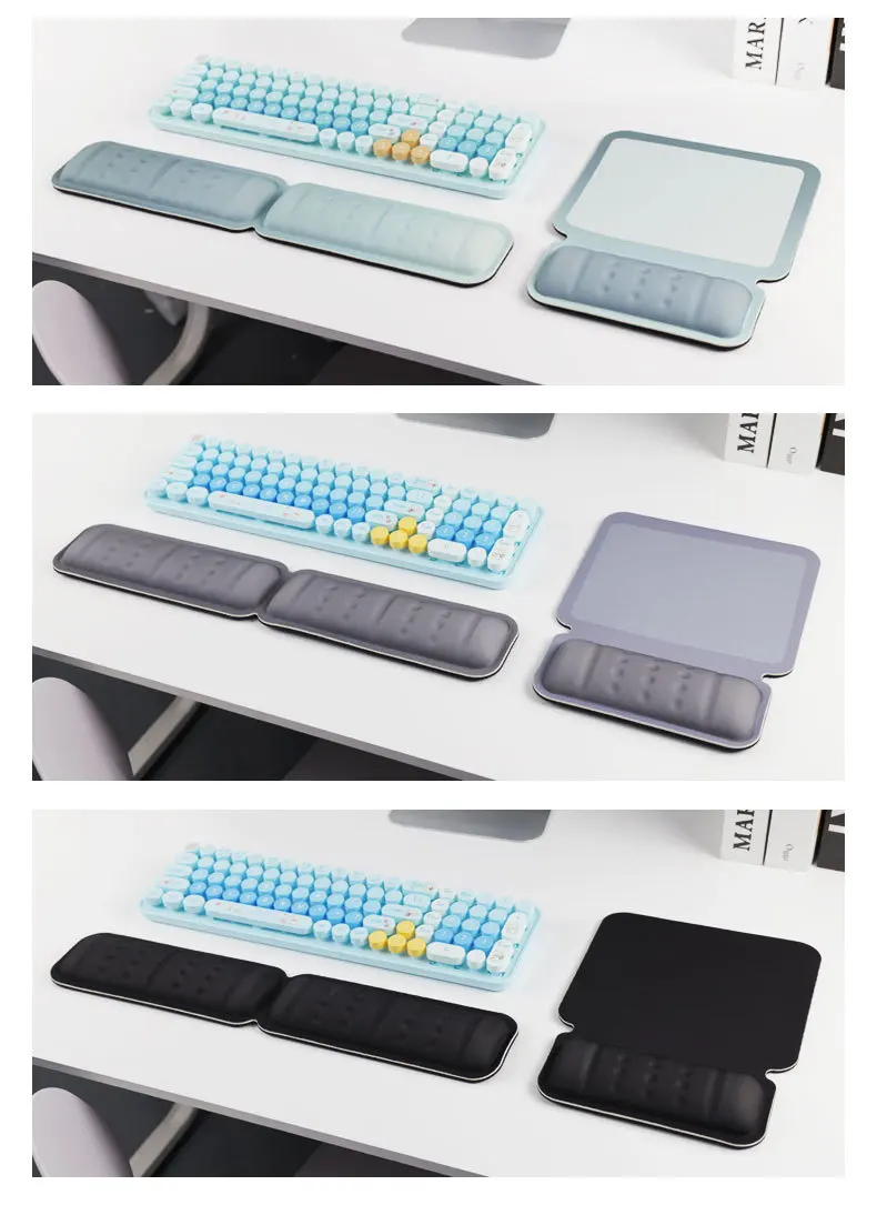 Weiches Handgelenkauflage-Mauspad-Set in Macaron-Farben, Tastaturunterlage, ergonomische Schreibtischunterlage für Büro und Gaming, 6 Farben – Detail 8