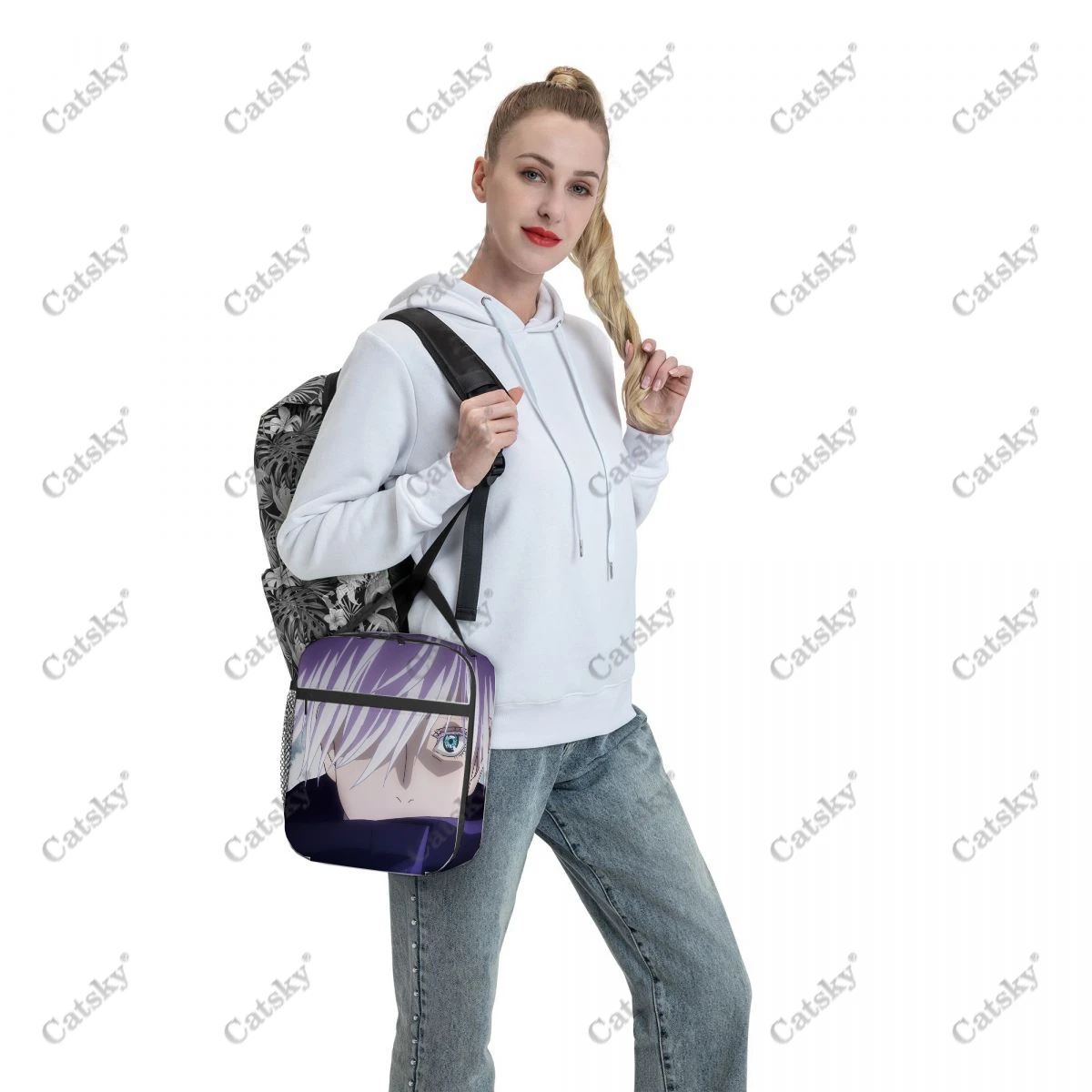 Anime Jujutsu Kaisen Portable Aluminum Foil Thickened Insulated Insulated Lunch Bag Waterproof Insulated Lunch Tote Bag