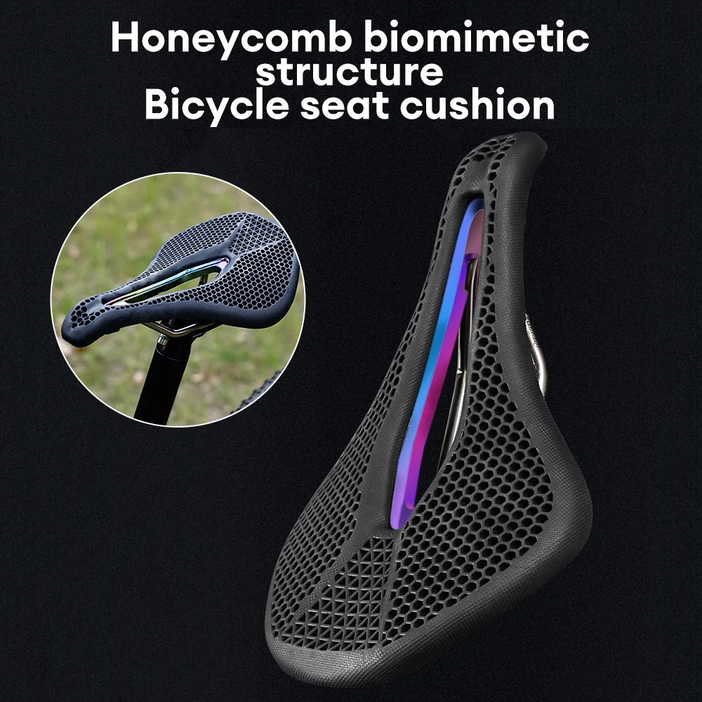 Bicycle 3D Printing Saddle Carbon Fiber Rails Ultra-light Hollow Comfortable Road Bike MTB Honeycomb Cushion For MTB Racing