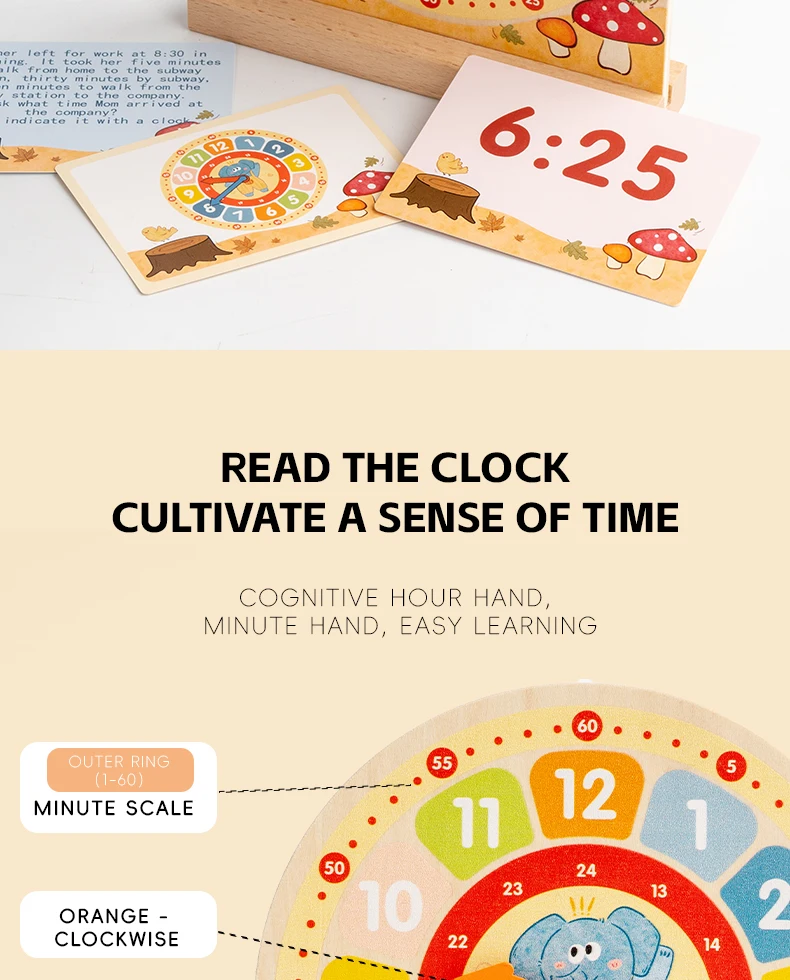 Hölzerne Digitaluhr Lehrmittel Uhrmodelle Puzzle Kinderspielzeug zur Zeitverständnis-Förderung – Detail 3