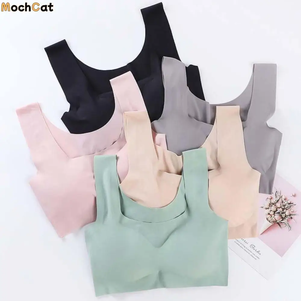 

Soft Wireless Ice Silk Padded Bra Ultra-thin Beauty Back Seamless Bra Sport Bralette Intimates Women's Push Up Bra Girl