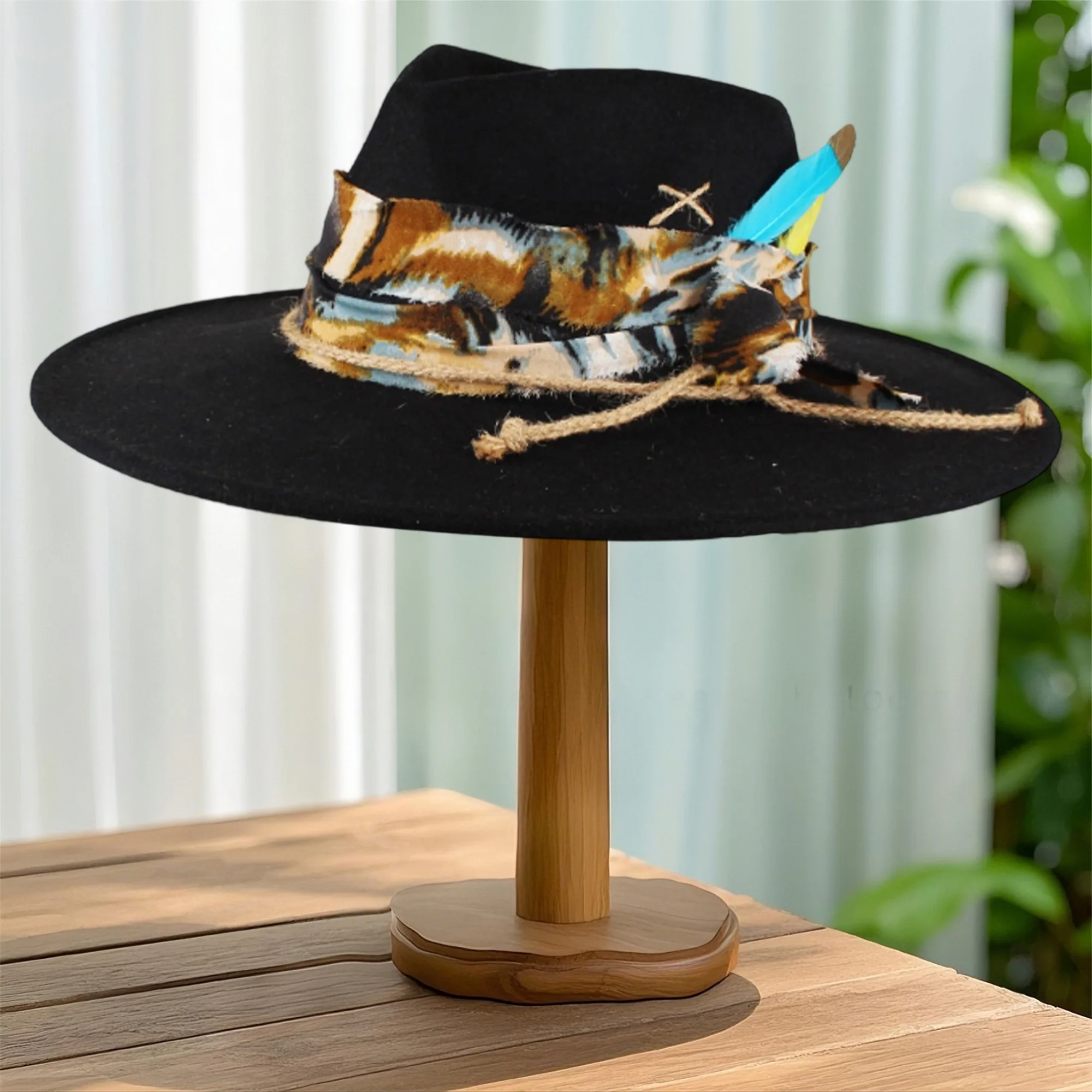 قبعات فيدورا صوف كلاسيكية للنساء والرجال قبعة تريلبي ذات حافة واسعة مع تفاصيل ريش عتيقة #3