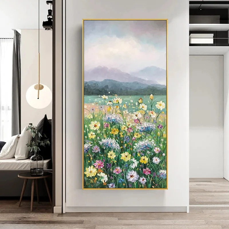 

Handmade Landscape Paintings, Palette Knife, Flower Oil Painting, Textured Canvas Wall Art, Living Room Wall Decoration, Picure