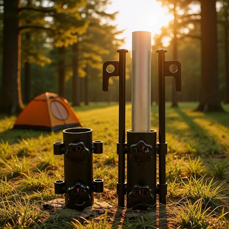 2PCS Camping Tent Rod Holders,Reinforced Windproof Awning Rod Holder, Tent Fixed Tube Pole Stand for Camping Fishing Hiking