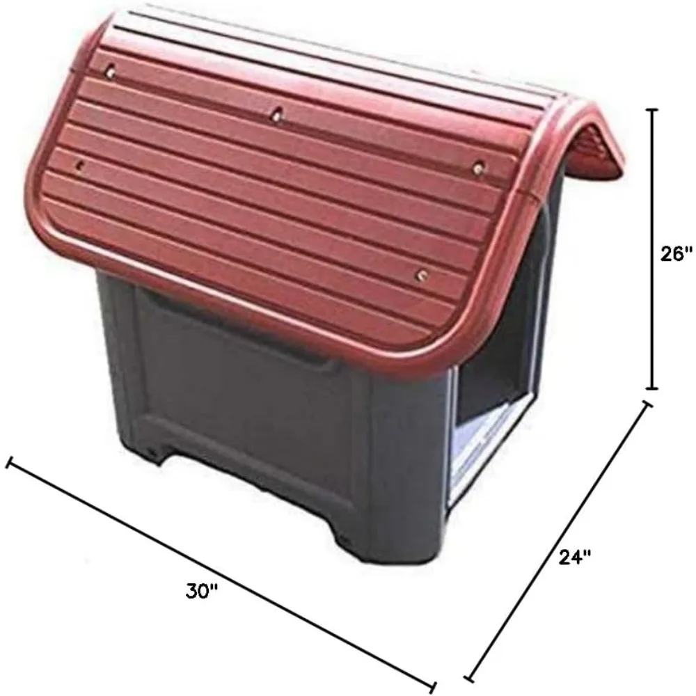 Indoor Outdoor Dog House Small to Medium Pet All Weather Doghouse Puppy Shelter (RED TOP)