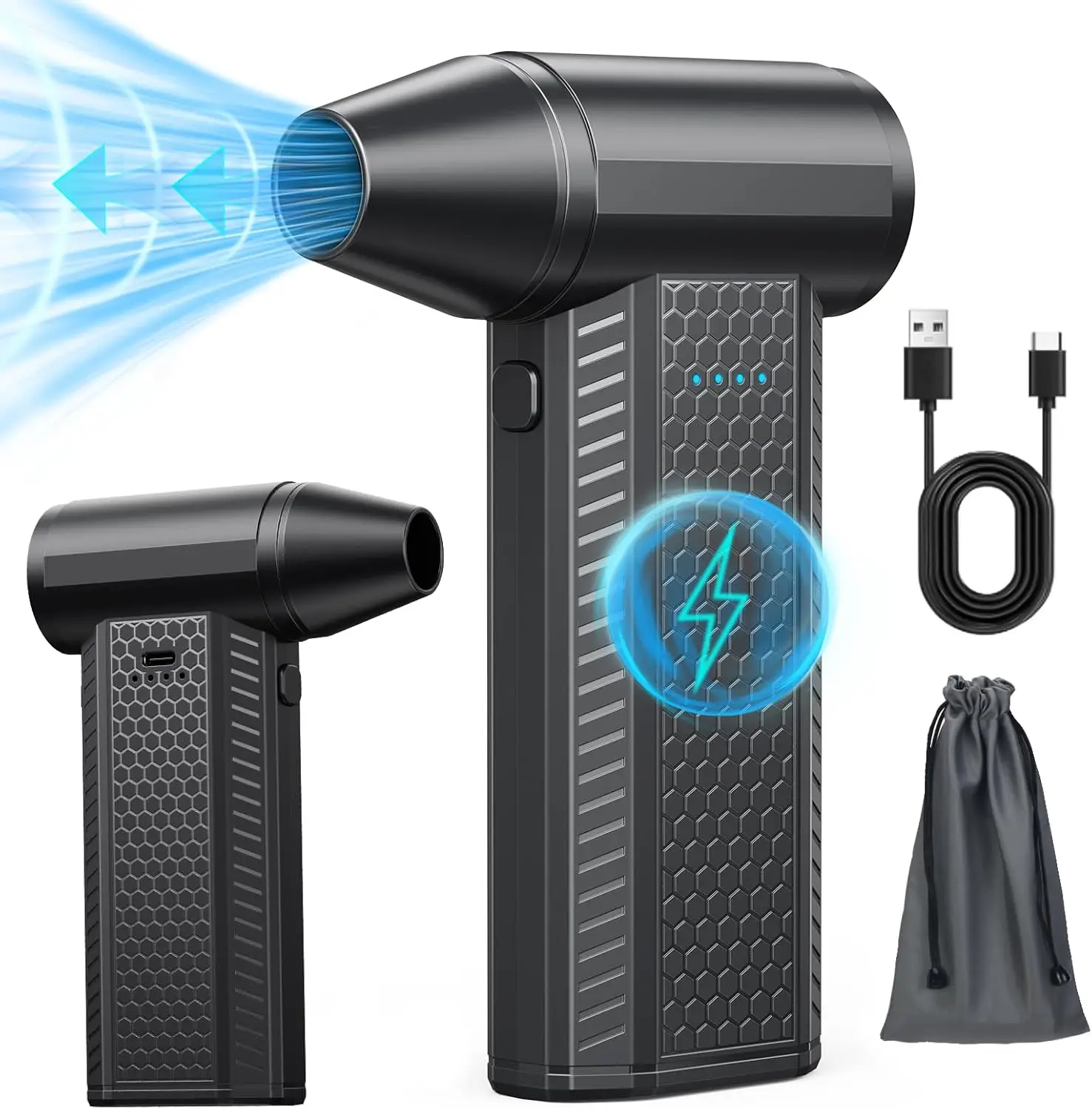 

Мощный электрический воздуходув 800000 об/мин, многофункциональный, перезаряжаемый, с бесщеточным двигателем, турбовентилятор, пылесос для автомобиля/ПК/кемпинга