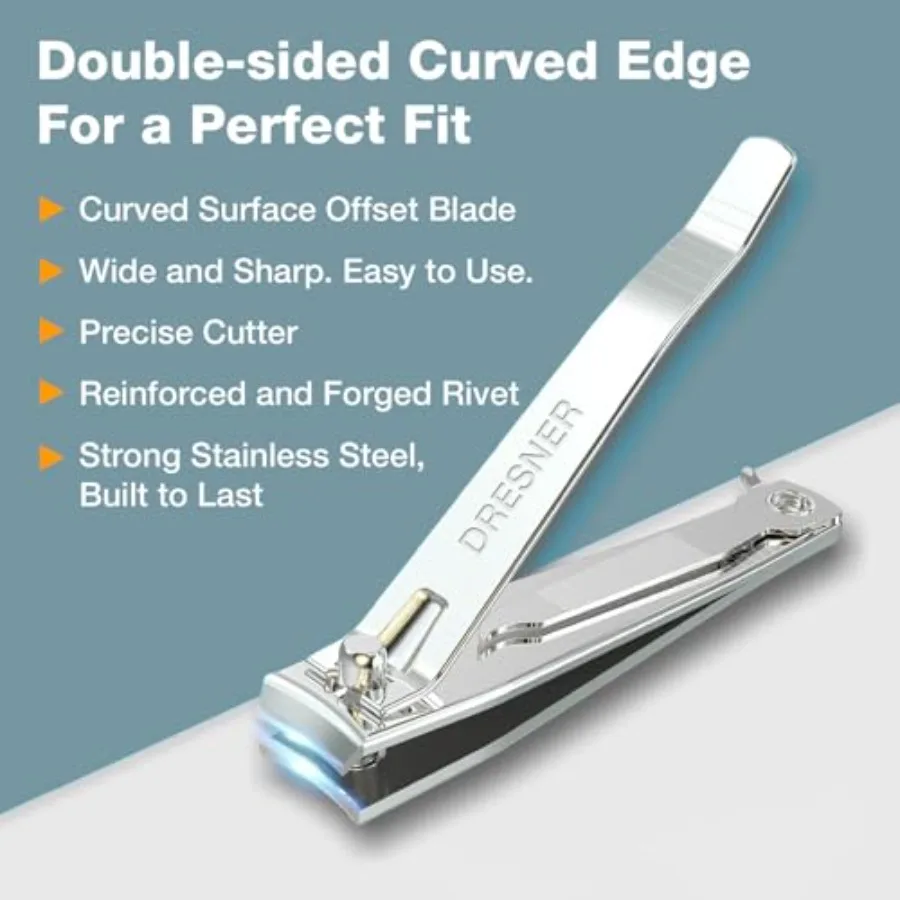 Conjunto de cortador de unhas de aço inoxidável, 2 peças, profissional, cortador de unhas e pés, ampla, fácil, alavanca de imprensa, aparador de unhas com swi