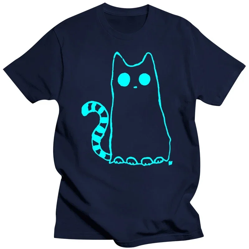 2022 Men T Shirt Hip Hop Streetwear Harajuku Funny Cat Luminous T-Shirt Summer Short Sleeve Unisex Tops Tees Cotton Print Tshirt