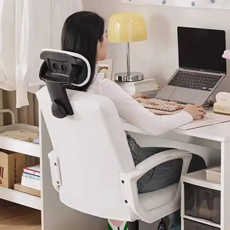 Silla de oficina beige con reposacabezas, reclinable, extragrande, para ordenador, con brazos, diseño de escritorio, mobiliario de oficina