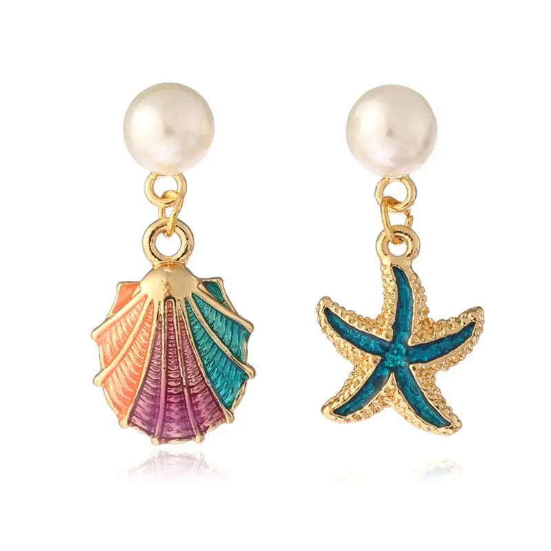 Beach Irregular Dangle Earrings Vintage Enamel for shell Earrings Starfish Earrings Fashion Jewelry Charms for Women Fri